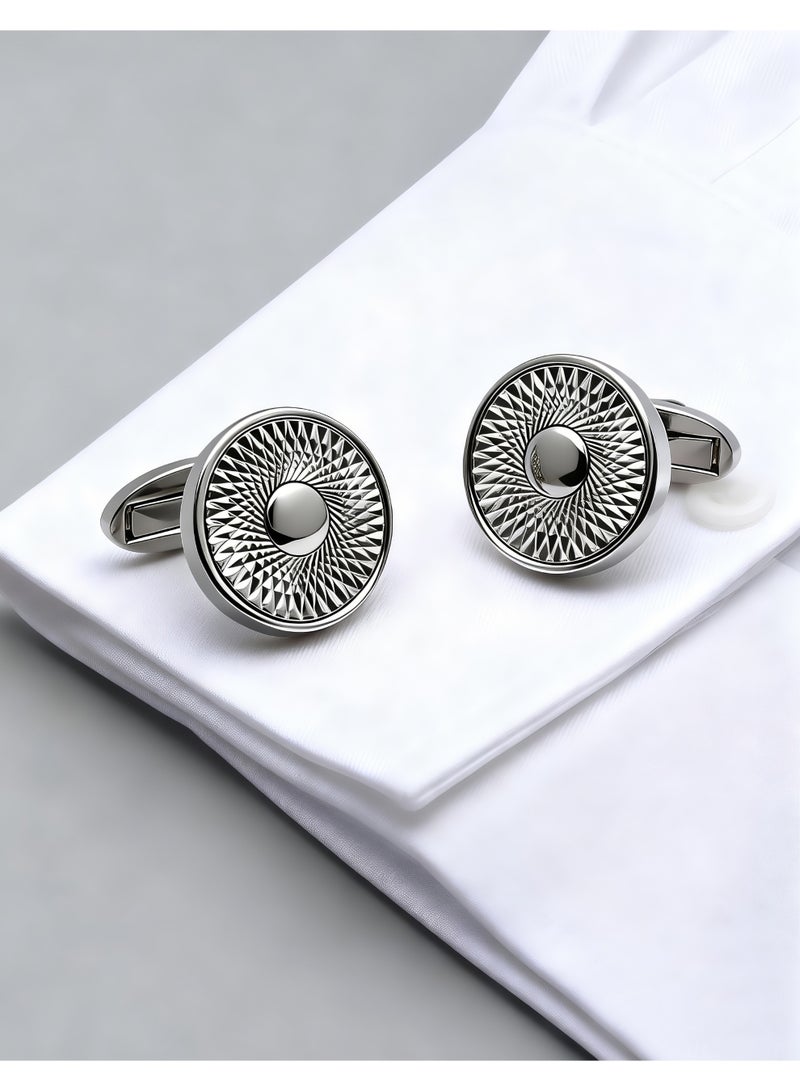 HomeNoor Classic Arc Spin Cufflinks, Elegant Formal French Cufflinks for Business, Wedding and Daily Wear, Stylish Shirt Cuff Links for Special Events, Perfect Gift Idea for Men & Women - Image 2