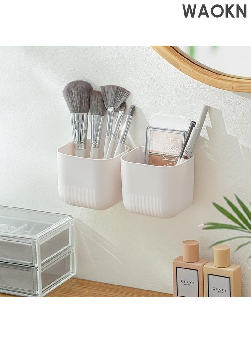 WAOKN Magnetic Pen Holder, 2Pcs Magnetic Locker Organizer, Magnetic Storage Basket Organizer for Whiteboard, Refrigerator, Chalkboard, Kitchen, Locker, Home or Office, Locker Accessories - White - Image 4