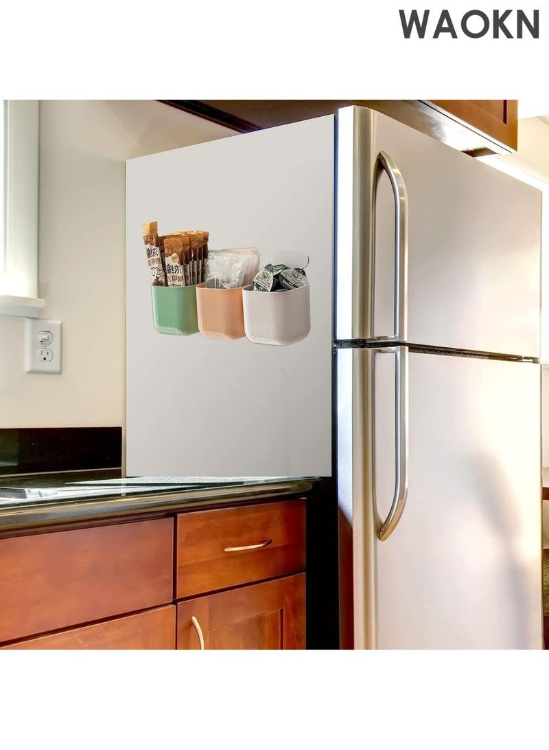 WAOKN Magnetic Pen Holder, 2Pcs Magnetic Locker Organizer, Magnetic Storage Basket Organizer for Whiteboard, Refrigerator, Chalkboard, Kitchen, Locker, Home or Office, Locker Accessories - White - Image 5