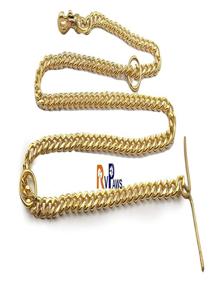 Pups&Pets Super Heavy Weight Dog Brass Color Metal Chain Leash Diamond Cut Heavy Duty Dog Golden Color Chain (Medium) - Image 3