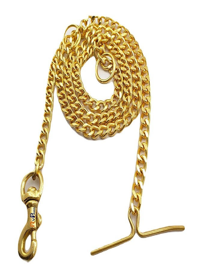 Pups&Pets Super Heavy Weight Dog Brass Color Metal Chain Leash Diamond Cut Heavy Duty Dog Golden Color Chain (Medium) - Image 1