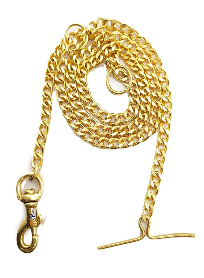 Pups&Pets Super Heavy Weight Dog Brass Color Metal Chain Leash Diamond Cut Heavy Duty Dog Golden Color Chain (Medium) - Image 2