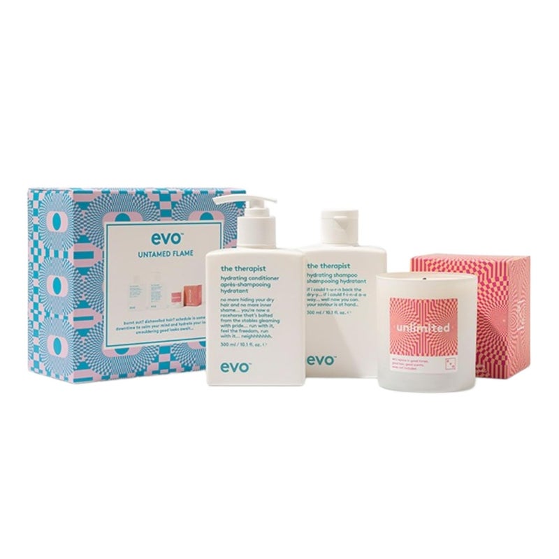 Evo - Hydration Gift Pack - Contains Therapist Hydrating Shampoo & Conditioner and Evo Candle Untamed Flame Hydrate