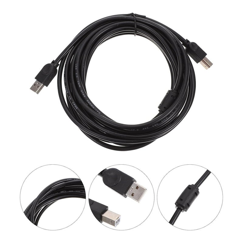 كابل طابعة DOITOOL USB بطول 5 أمتار، أسود، بنواة نحاسية، منفذ USB 2.0، كابل عالمي للطابعات وآلات الفاكس، مناسب للاستخدام في المكاتب والمنازل كملحقات للطباعة. - Image 5