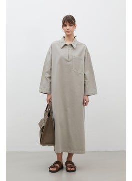 Manuka Collar Detailed Denim Dress Stone  - Image 1