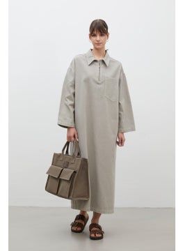 Manuka Collar Detailed Denim Dress Stone  - Image 5