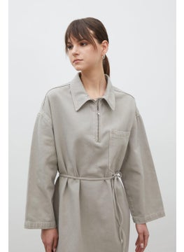Manuka Collar Detailed Denim Dress Stone  - Image 3