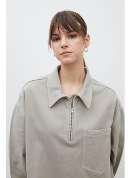Manuka Collar Detailed Denim Dress Stone  - Image 4