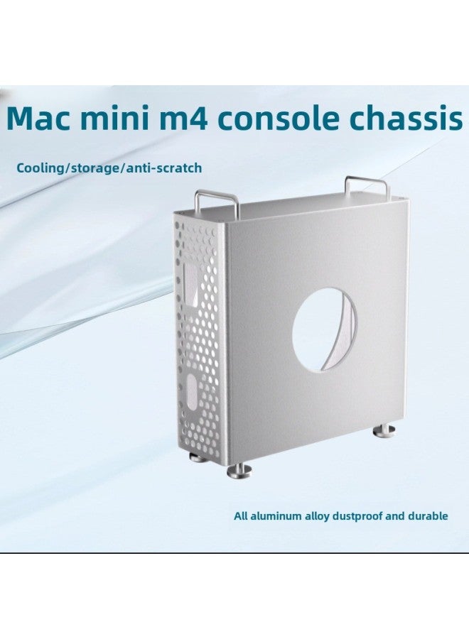 Suitable For 2024 Mac Mini M4 Computer Host Aluminum Alloy Vertical Bracket Heat Dissipation Storage Dust-proof-Color:Apple Silver - Image 2