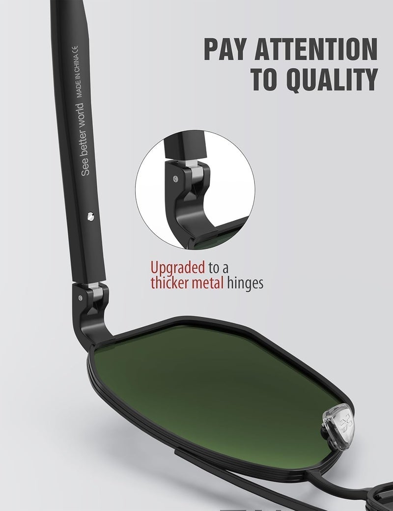 LUENX Aviator Sunglasses for Men Square Polarized Polygon Lens - UV 400 Protection with Accessories 61MM Driving Outdoor - Image 3