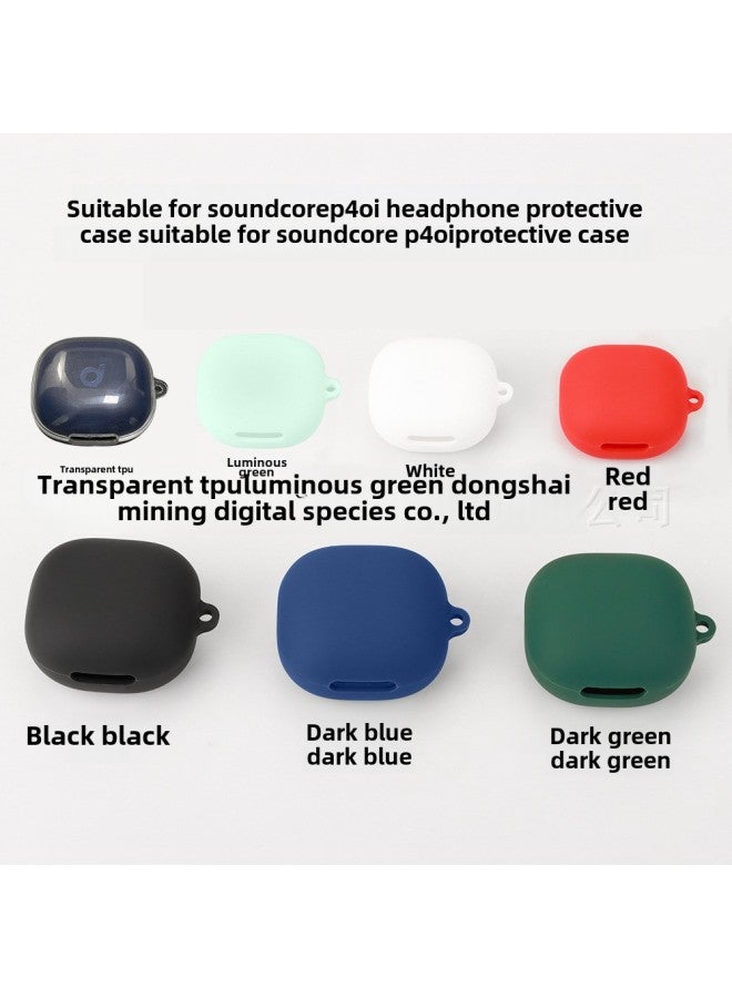 Suitable For Soundcore Sound Wide P40i Earphone Case Bluetooth Headset Protective Case Soft Silicone Charging Bin Empty Box-Color:dark Blue Naked-Model:P40i