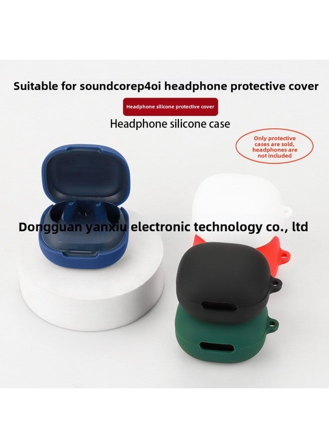Suitable For Soundcore Sound Wide P40i Earphone Case Bluetooth Headset Protective Case Soft Silicone Charging Bin Empty Box-Color:dark Blue Naked-Model:P40i