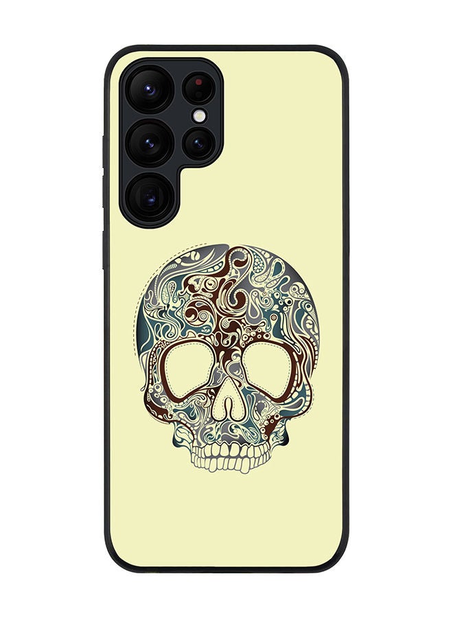 Stylizedd Rugged Black edge case for Samsung Galaxy S23 Ultra 5G Slim fit Soft Case Flexible Rubber Edges Anti Drop TPU Gel Thin Cover - Skully Tattoo - Image 1