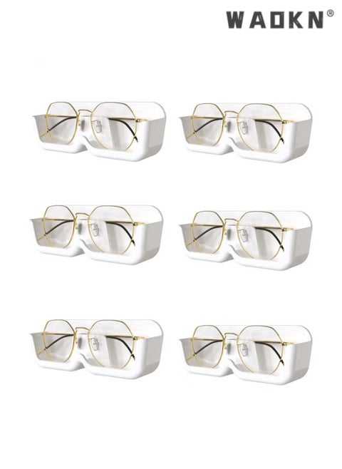 حامل نظارات حائطي مكون من 6 قطع، رف عرض للنظارات الشمسية، أرفف لاصقة، ملحقات عائمة، منظم تخزين للنظارات