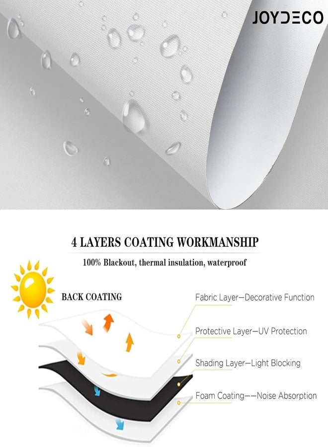 Joydeco White Fabric Mini Blinds 35 Inch Wide Cordless Black Out Roller Shades for Sliding Glass Door Bedroom Home Window Darkening (35" Wx75 H) - Image 4