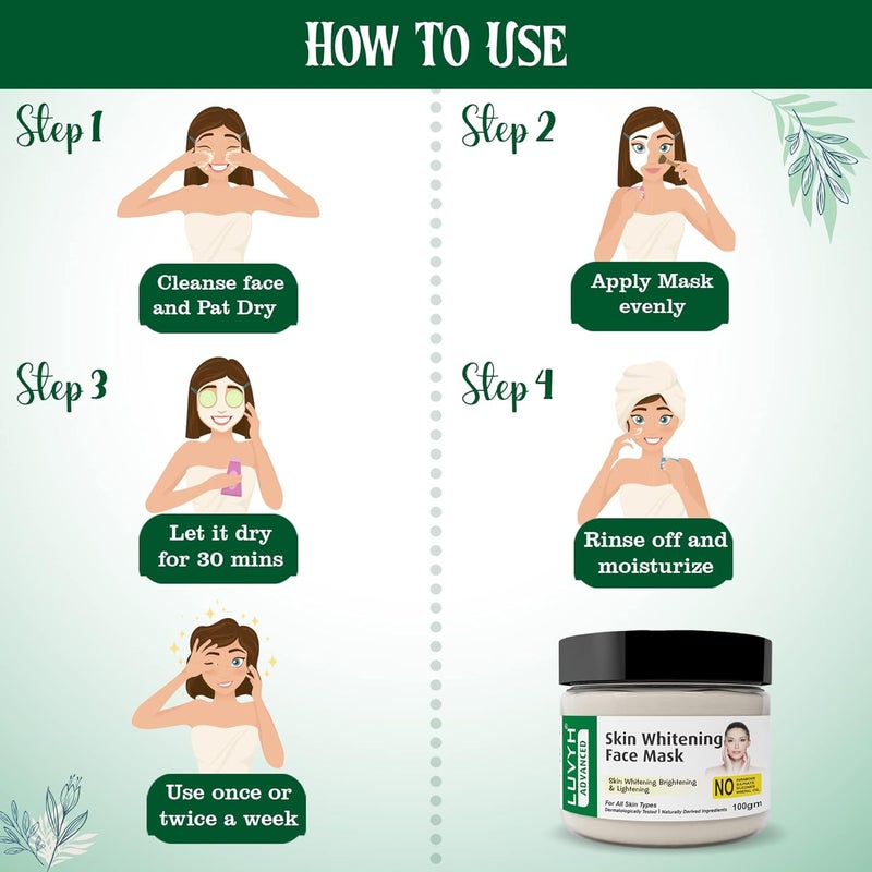 Luvyh Skin Whitening Face Mask For Glowing And Brightening Face Pack For Instant Natural Glow Anti Pigmentation  Dark Spot100G - Image 4