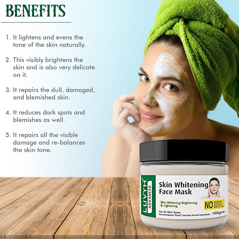 Luvyh Skin Whitening Face Mask For Glowing And Brightening Face Pack For Instant Natural Glow Anti Pigmentation  Dark Spot100G - Image 3
