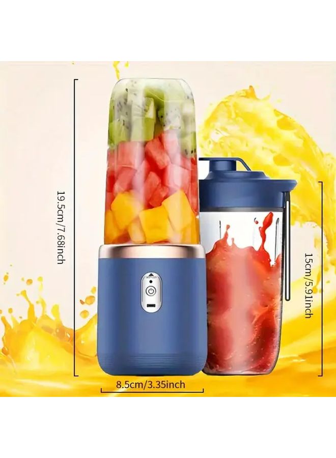 Upgraded Blue Portable 2 In 1 USB Juicer Blender With Built In Battery For Smoothies - Image 2