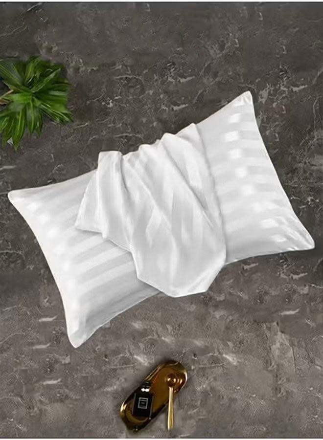 2 Pcs Satin Pillowcase for Hair and Skin, Silk Stripe Pillowcases, Cooling Satin Pillow Cover, Silky Pillow Covers with Envelope Closure Standard Size (51*76CM, White Stripe) - Image 3