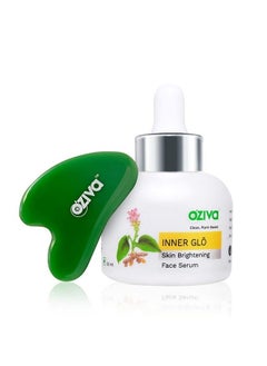 OZiva Inner Glō Skin Brightening Face Serum (With Phyto Vitamin C Rosehip Oil Turmeric & Saffron) For Even Tone Radiance & Skin Glow (Inner Glo Face Serum + Gua Sha Stone 30Ml)  - Image 2