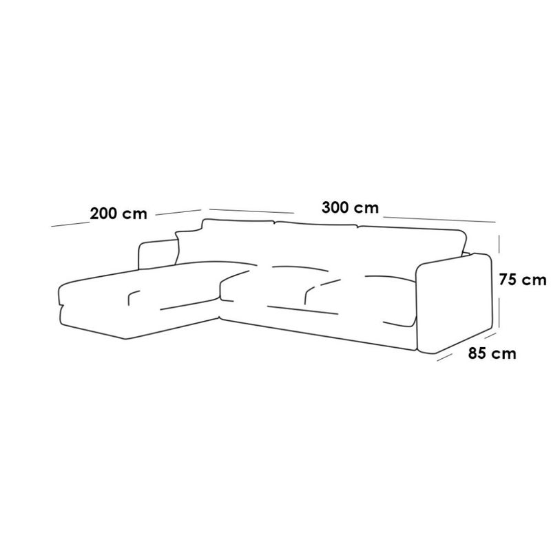 home house Corner sofa - linen - beige - 85 x 200 x 300 x 75 cm - Image 2