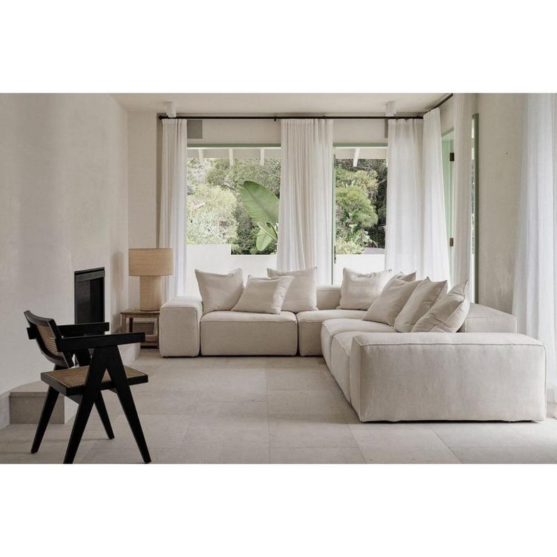 home house Corner sofa - linen - beige - 85 x 200 x 300 x 75 cm - Image 1