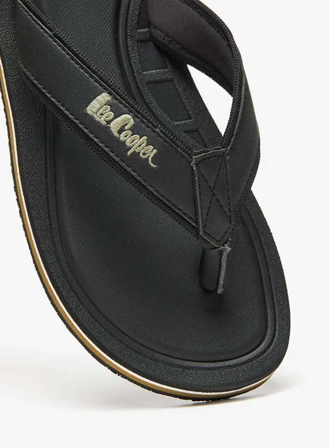 لي كوبر Men's Logo Embroidered Flip Flops