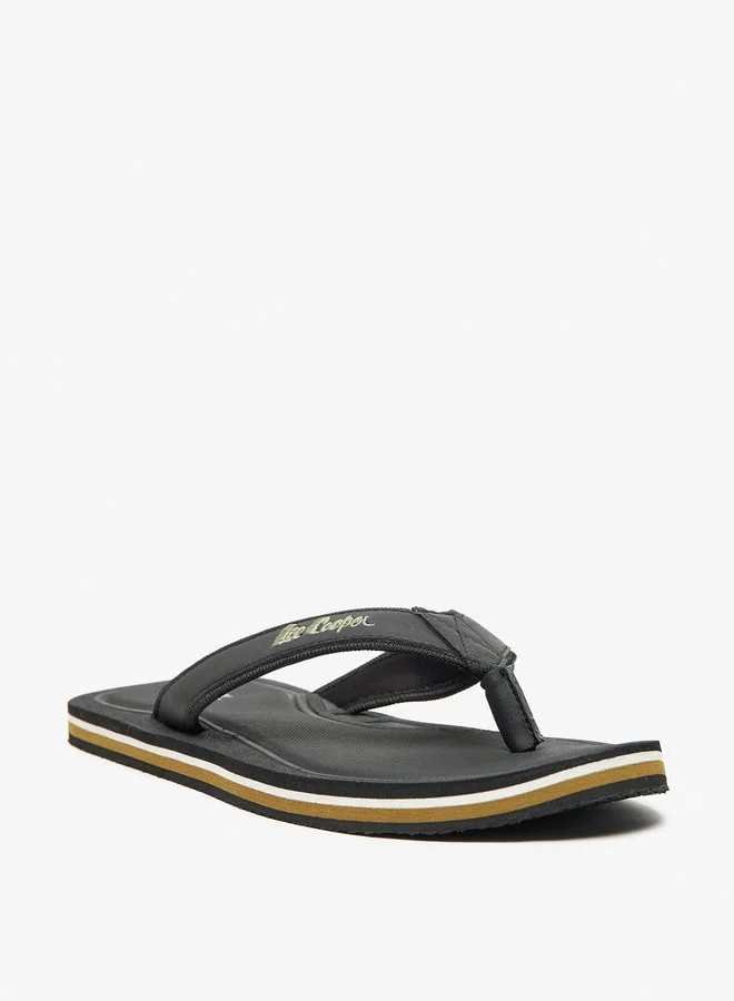 لي كوبر Men's Logo Embroidered Flip Flops