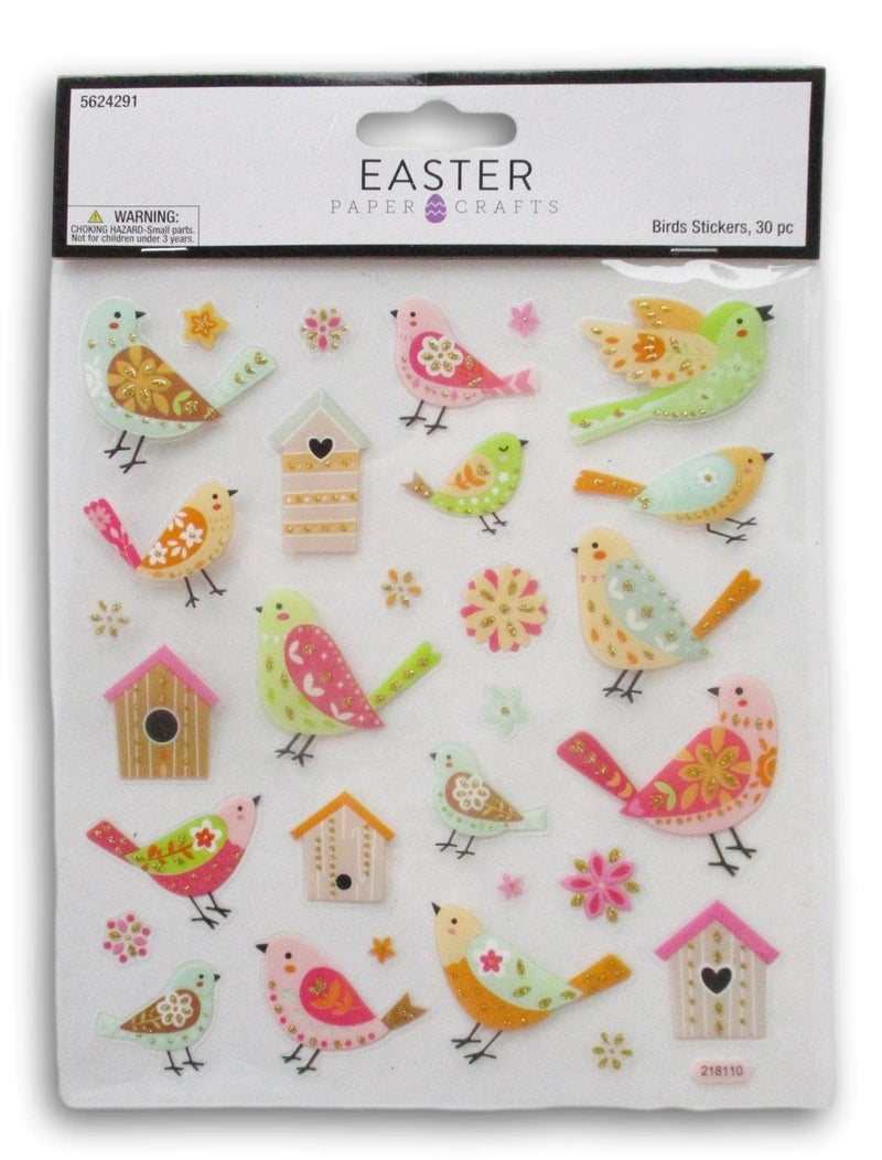 Birds and Birdhouses Glitter Stickers for Journaling Scrapbooking Cardmaking Arts Crafts 30 Pieces