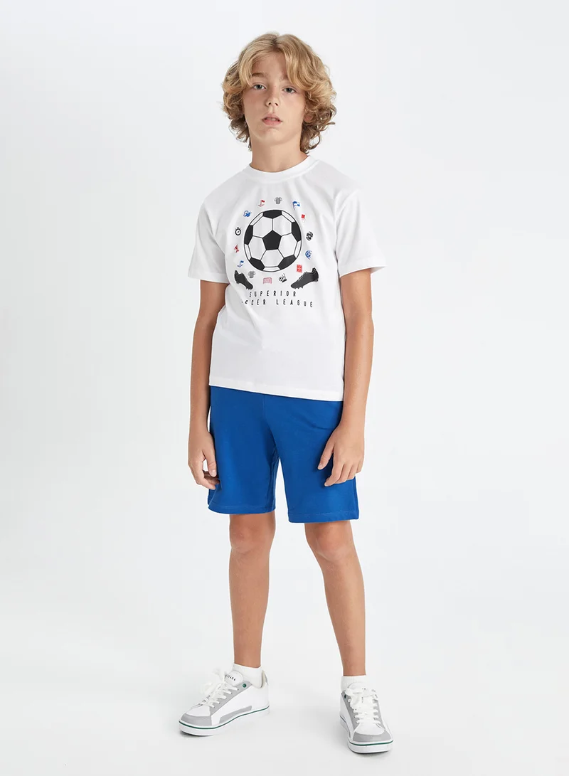 DeFacto Printed Short Sleeve T-Shirt and Shorts 2-Piece Set