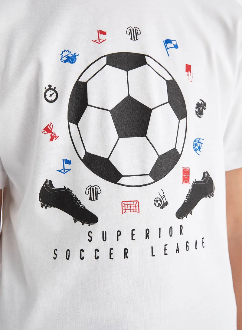 DeFacto Printed Short Sleeve T-Shirt and Shorts 2-Piece Set