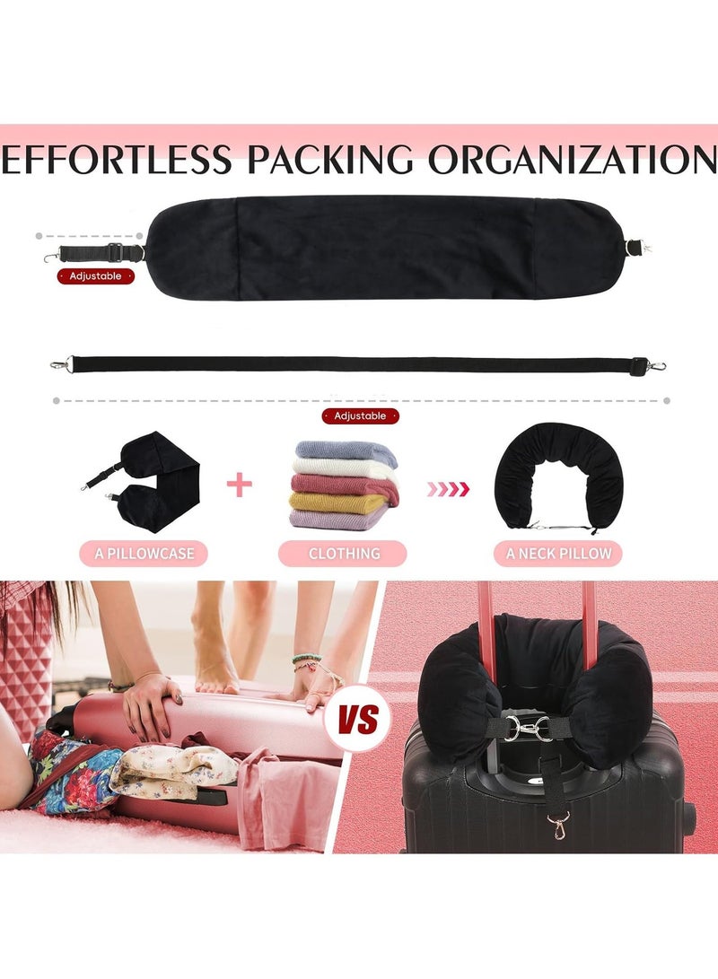 Multifunctional Stuffable U-Shaped Travel Neck Pillow with Storage, Transformable Carry-On Bag, Includes 3D Eye Mask, 18 × 90 cm, Black - Image 5