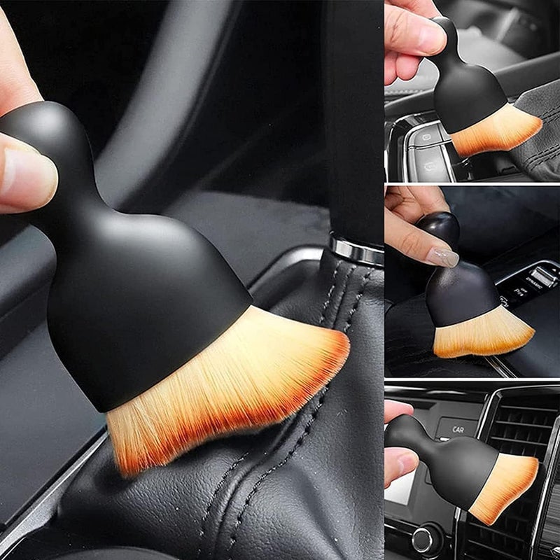 BEANPRECOY 2 Pcs Car Interior Cleaning Tool Brush with Cover – Soft Hair Removal & Detailing Brushes, Scratch-Free Auto Interior Cleaning Kit for Dust, Vents, Dashboard - Image 4