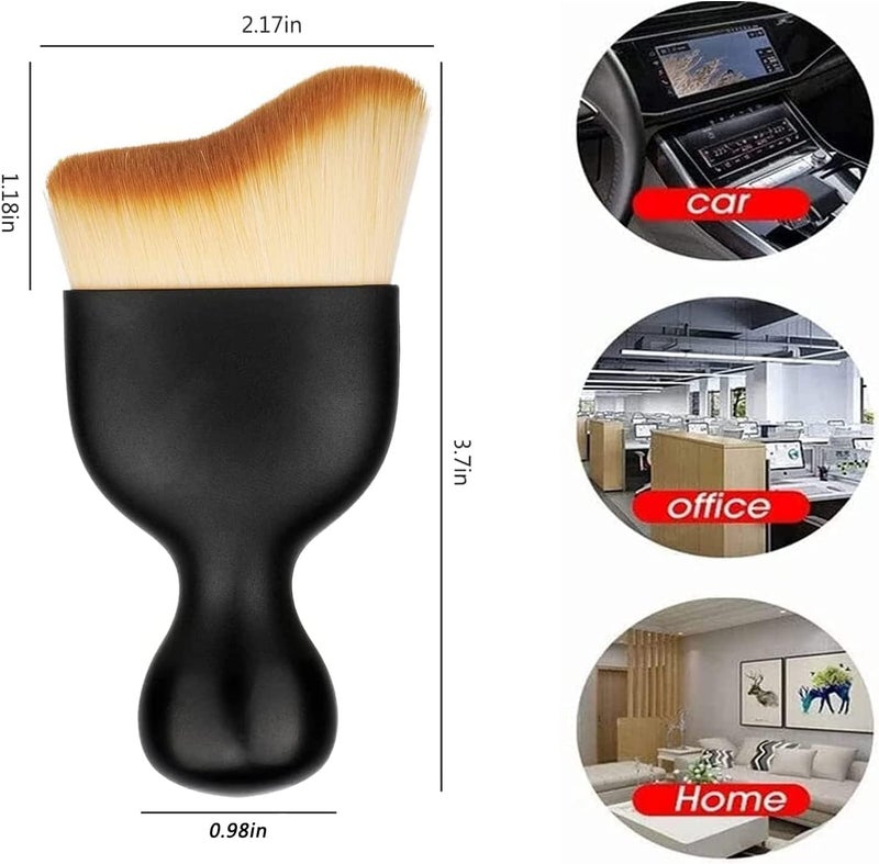 BEANPRECOY 2 Pcs Car Interior Cleaning Tool Brush with Cover – Soft Hair Removal & Detailing Brushes, Scratch-Free Auto Interior Cleaning Kit for Dust, Vents, Dashboard - Image 2