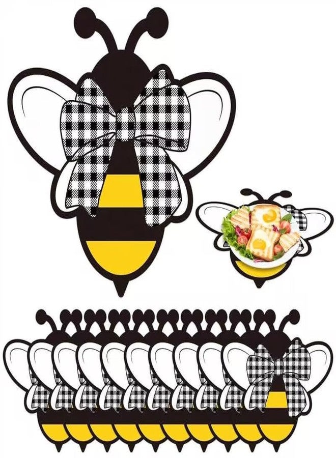 JAPBOR Bee Placemats Disposable Plates - 50PCS Bee Shaped Paper Place Mats Decoration, Spring Summer Honey Printed Placemat, Rustic Plates Table Settings Mat for Holiday Party Kitchen Dinner - Image 1
