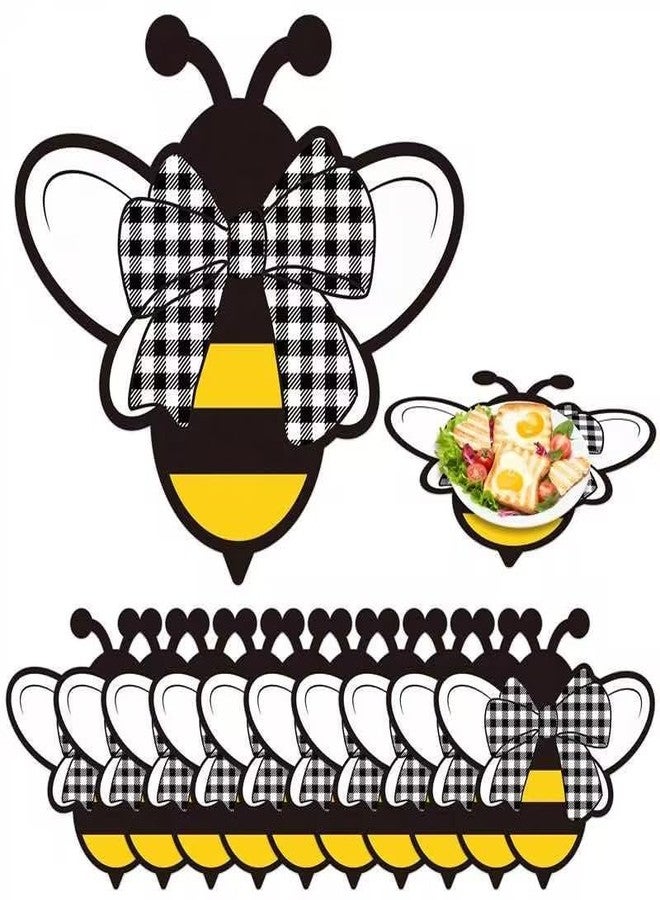 JAPBOR Bee Placemats Disposable Plates - 50PCS Bee Shaped Paper Place Mats Decoration, Spring Summer Honey Printed Placemat, Rustic Plates Table Settings Mat for Holiday Party Kitchen Dinner - Image 2