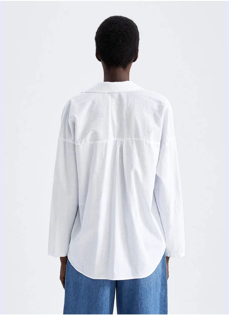 DeFacto Loose Fit V-Neck Long Sleeve Shirt