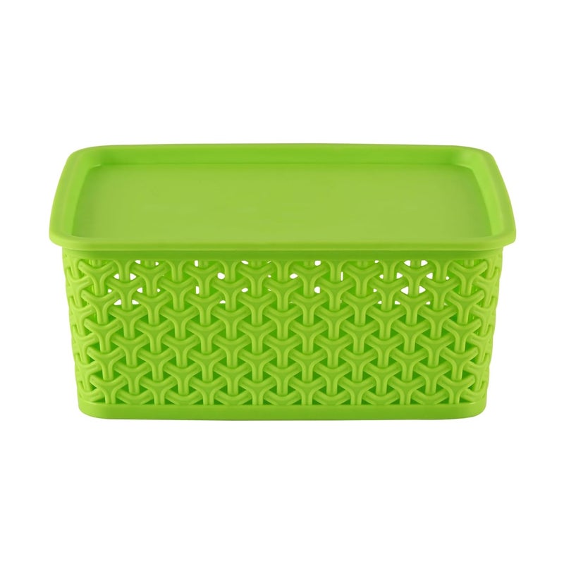 Kuber Industries Pack of 3 Multipurpose Storage Baskets with Lid for Organizing Home Office H1 Storage BoxTray Ideal for Kitchen Bathroom Clothes Makeup Stationery Multicolor - Image 2