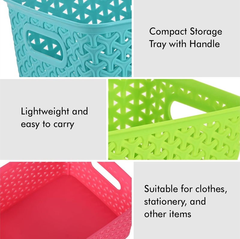 Kuber Industries Pack of 3 Multipurpose Storage Baskets with Lid for Organizing Home Office H1 Storage BoxTray Ideal for Kitchen Bathroom Clothes Makeup Stationery Multicolor - Image 5