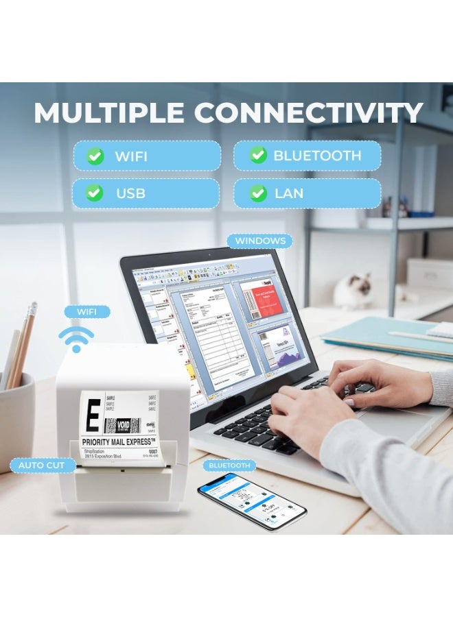 SHREYANS طابعة ملصقات الباركود SHREYANS SRS421 (طابعة نقل حراري + طابعة شريطية مع قاطع تلقائي.) متوافقة مع Bar Tender Lite - Image 5
