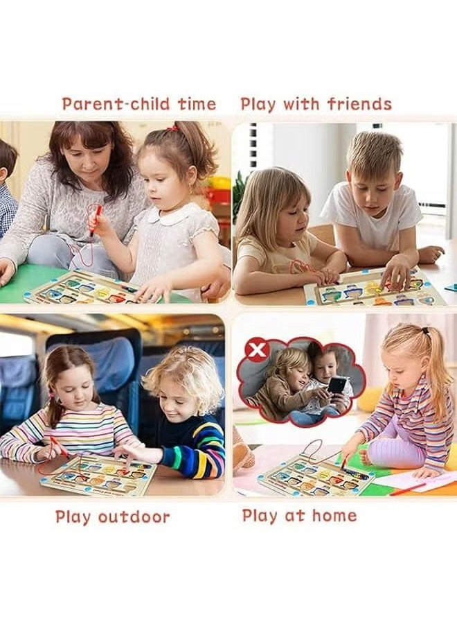 ELFSA Montessori Magnetic Educational Toy for Kids Ages 3 and Up - Color and Number Maze Board, Safe Wooden Game for Fine Motor Skills, Ideal Gift for Boys and Girls - Image 2