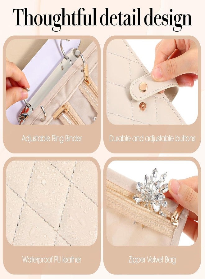 GOMNIK Travel Jewelry Organizer Book Portable Jewelry Case with Removable Pages, Soft Velvet Lining Large Capacity Jewelry Pouch for Earrings Rings Necklaces, Gift for Women - Image 3