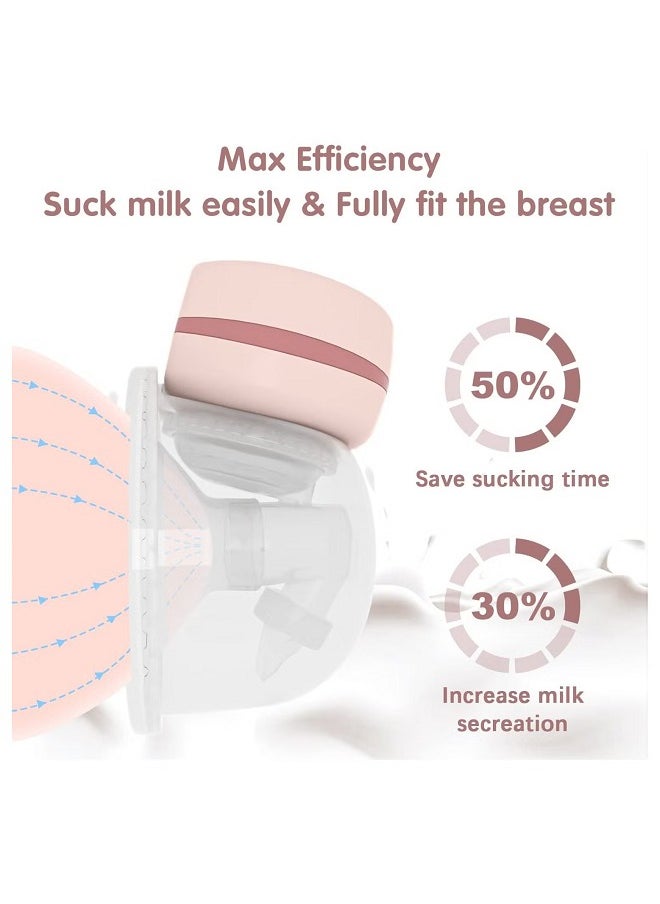 Wearable Electric Breast Pump, Low Noise and Hands-Free, 3 Modes and 9 Levels, Massage Mode, Memory Function, Rechargeable Single Milk Extractor, 24mm Flange, Portable, Painless, Lightweight Design, Pink