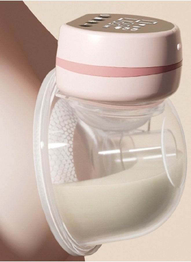 Wearable Electric Breast Pump, Low Noise and Hands-Free, 3 Modes and 9 Levels, Massage Mode, Memory Function, Rechargeable Single Milk Extractor, 24mm Flange, Portable, Painless, Lightweight Design, Pink