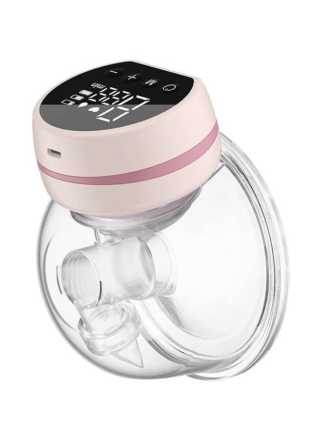 Wearable Electric Breast Pump, Low Noise and Hands-Free, 3 Modes and 9 Levels, Massage Mode, Memory Function, Rechargeable Single Milk Extractor, 24mm Flange, Portable, Painless, Lightweight Design, Pink