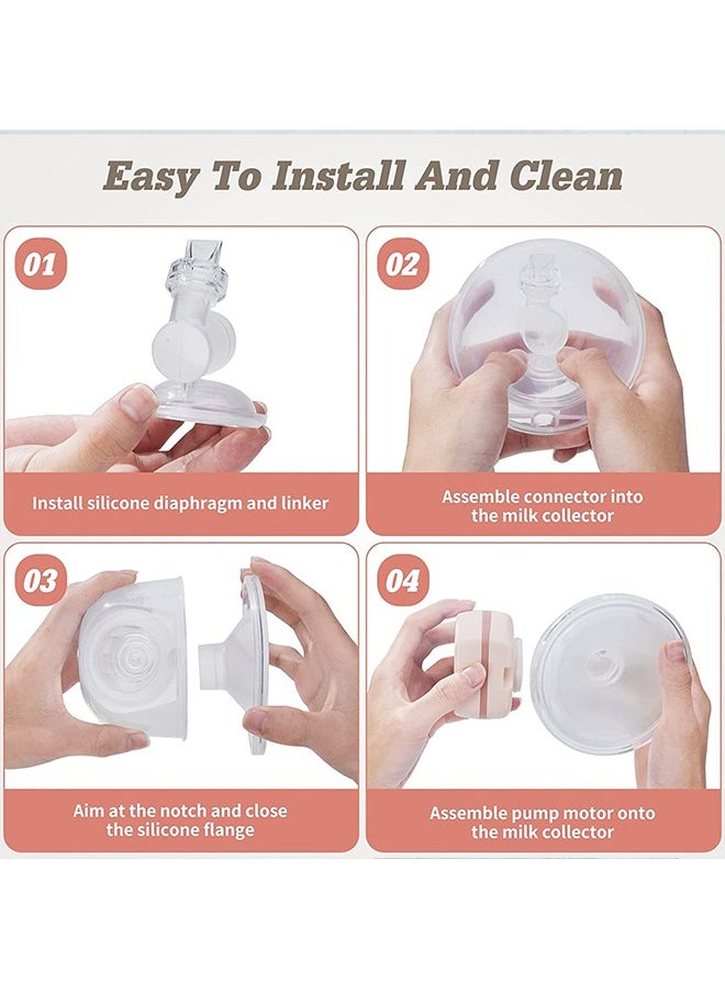 Wearable Electric Breast Pump, Low Noise and Hands-Free, 3 Modes and 9 Levels, Massage Mode, Memory Function, Rechargeable Single Milk Extractor, 24mm Flange, Portable, Painless, Lightweight Design, Pink
