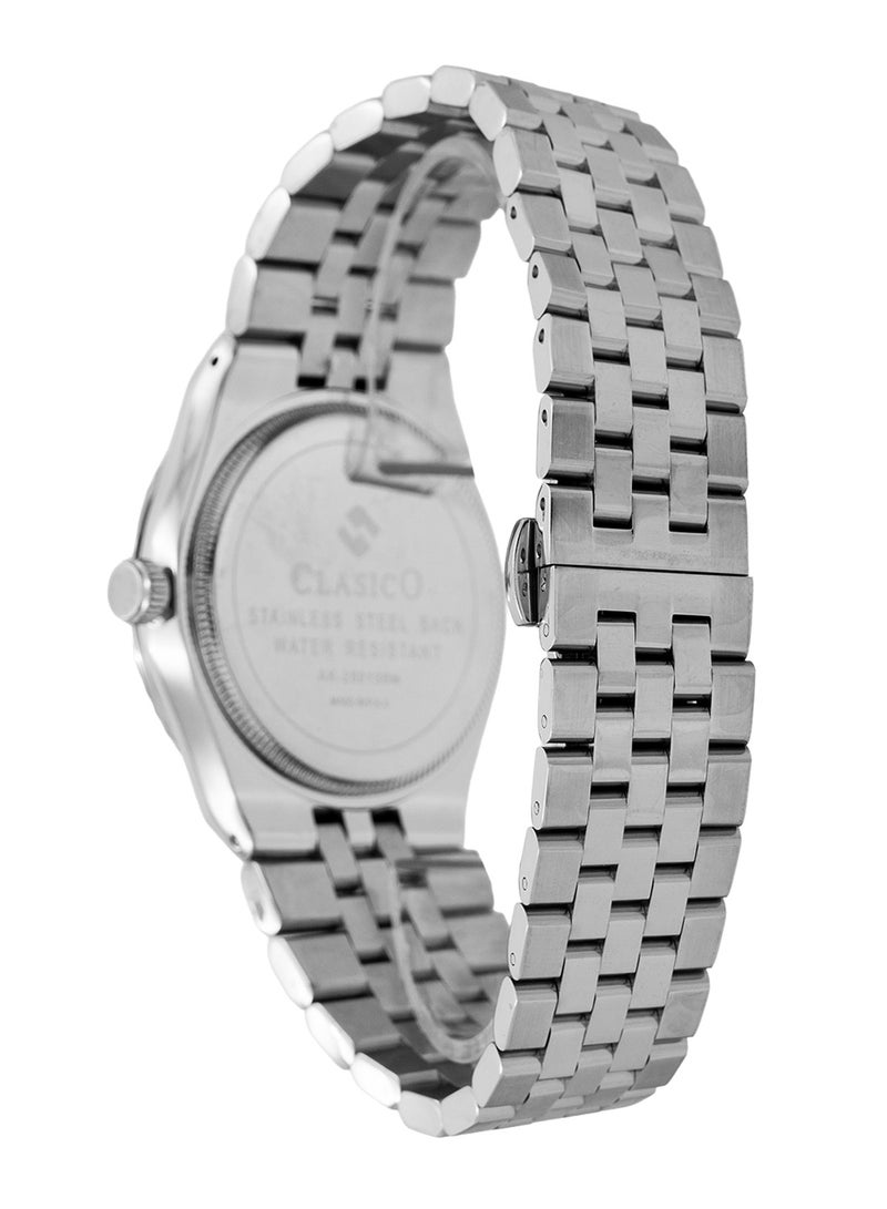 Clasico ساعة يد أنالوج من الفولاذ المقاوم للصدأ للرجال - قرص رمادي | مقاومة للماء حتى 10 أمتار | حزام معدني أنيق - Image 3