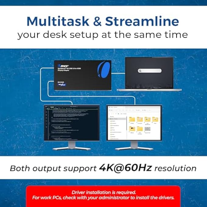 rayihni موزع HDMI SPLITEXTEND 4K لعرض ممتد لشاشتين - عرض متعدد الشاشات 3 شاشات منفصلة - محول USB A و USB-C إلى HDMI 2.0، 4K@60HZ، برنامج تشغيل DISPLAYLINK لنظام MACOS، WINDOWS - Image 3