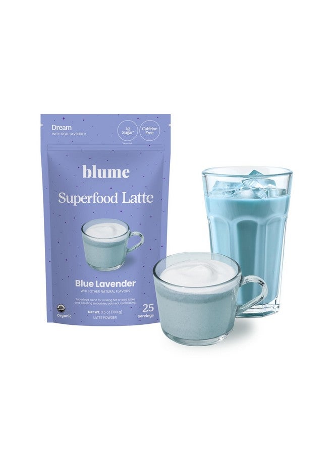 Blume Blue Lavender Latte - Calming Lavender Powder for Drinks- Milk Tea Drink Mix with Blue Spirulina and Coconut Milk - 25 Servings - Image 1