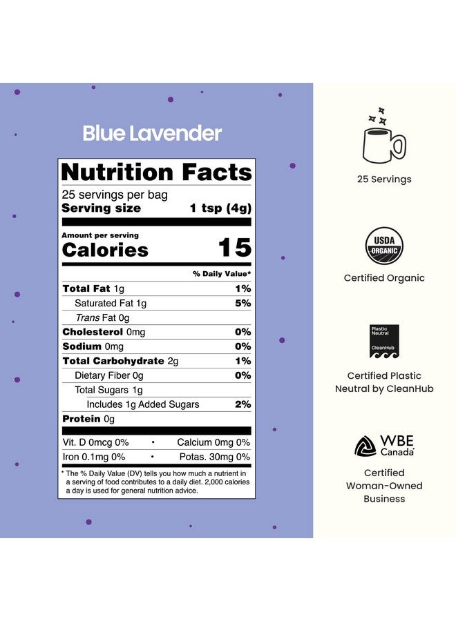 Blume Blue Lavender Latte - Calming Lavender Powder for Drinks- Milk Tea Drink Mix with Blue Spirulina and Coconut Milk - 25 Servings - Image 2